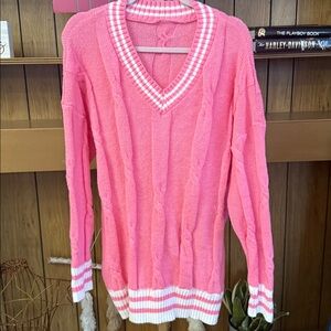 Pink V Neck Sweater